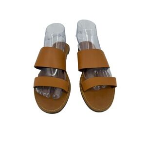 Madewell Boardwalk Double-Strap Slide Sandals Size 8 Tan Leather Boho Minimalist